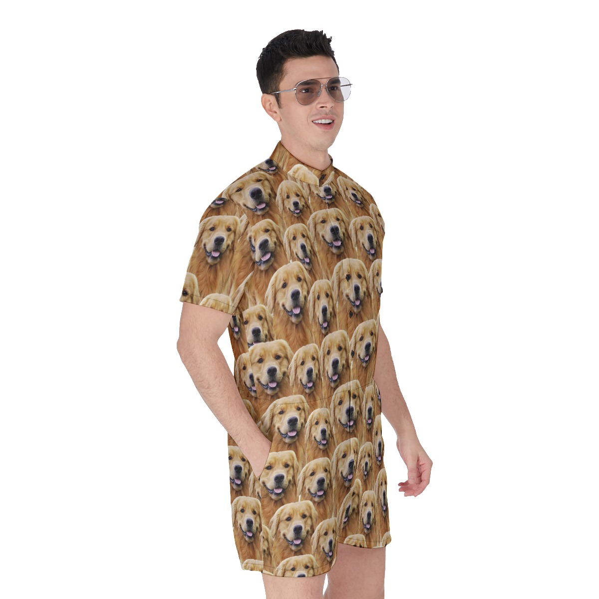 Funny Custom Pet Face Hawaiian Romper For Men