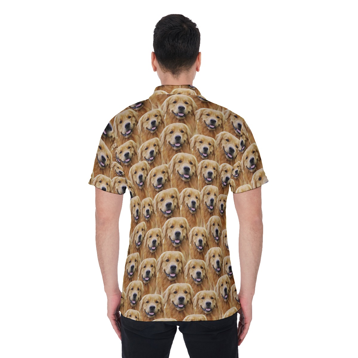 Funny Custom Men's Hawaiian Polo Shirt With Multiple Dog Face