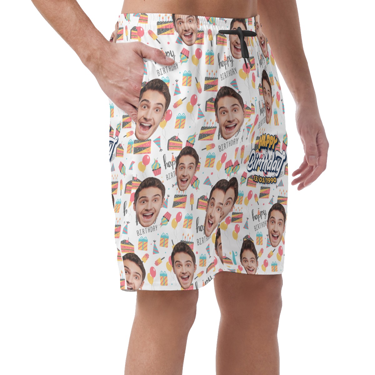 Happy Birthday Custom Face Hawaiian Summer Shorts For Men