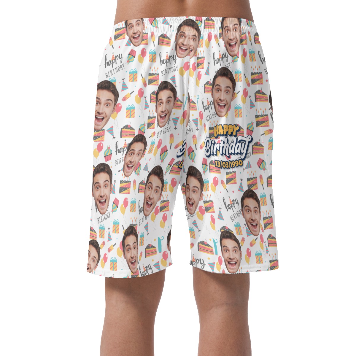 Happy Birthday Custom Face Hawaiian Summer Shorts For Men