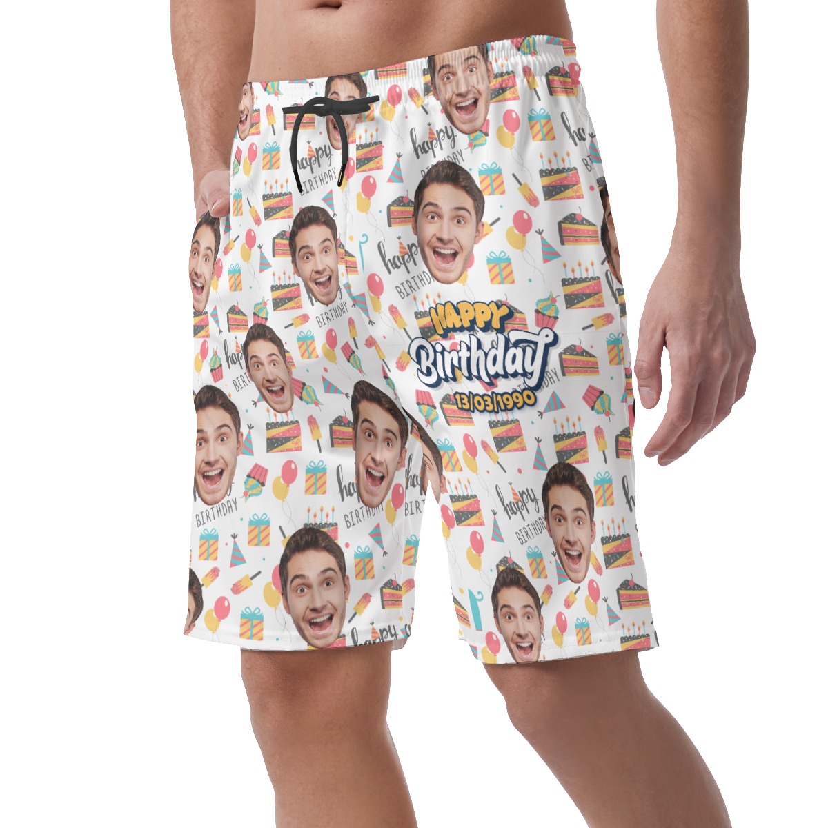 Happy Birthday Custom Face Hawaiian Summer Shorts For Men