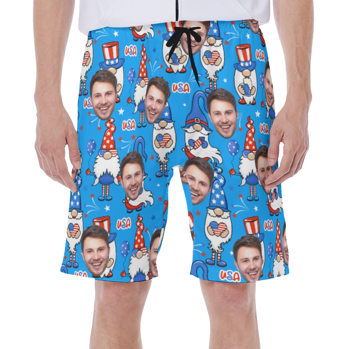 Patriotic Gnome Men's Shorts With Custom Face - variant image 1