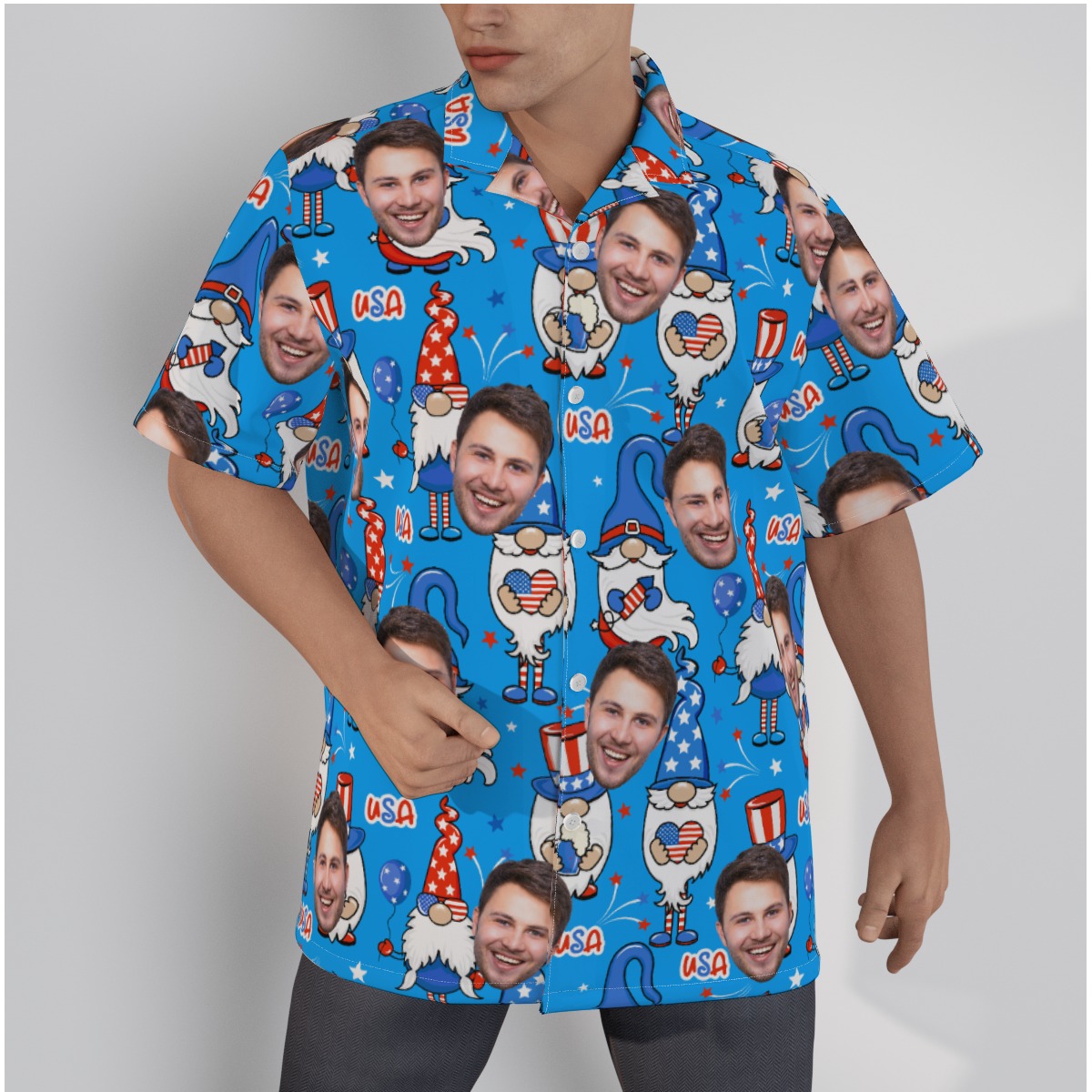 4th Of July Gnome Hawaiian Shirt With Custom Face - variant image 1