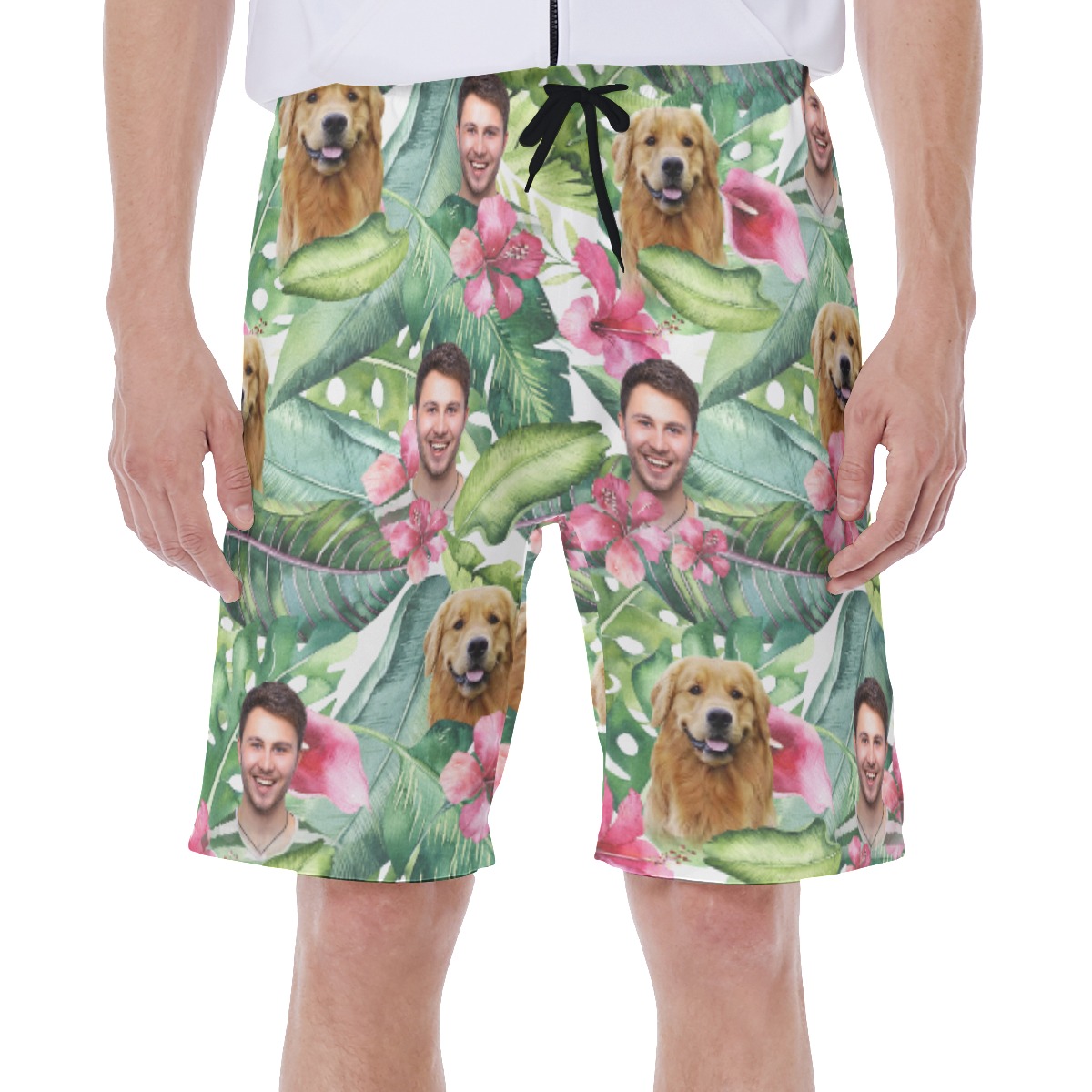 Custom Face With Your Pet Hawaiian Swim Trunks For Men - variant image 1