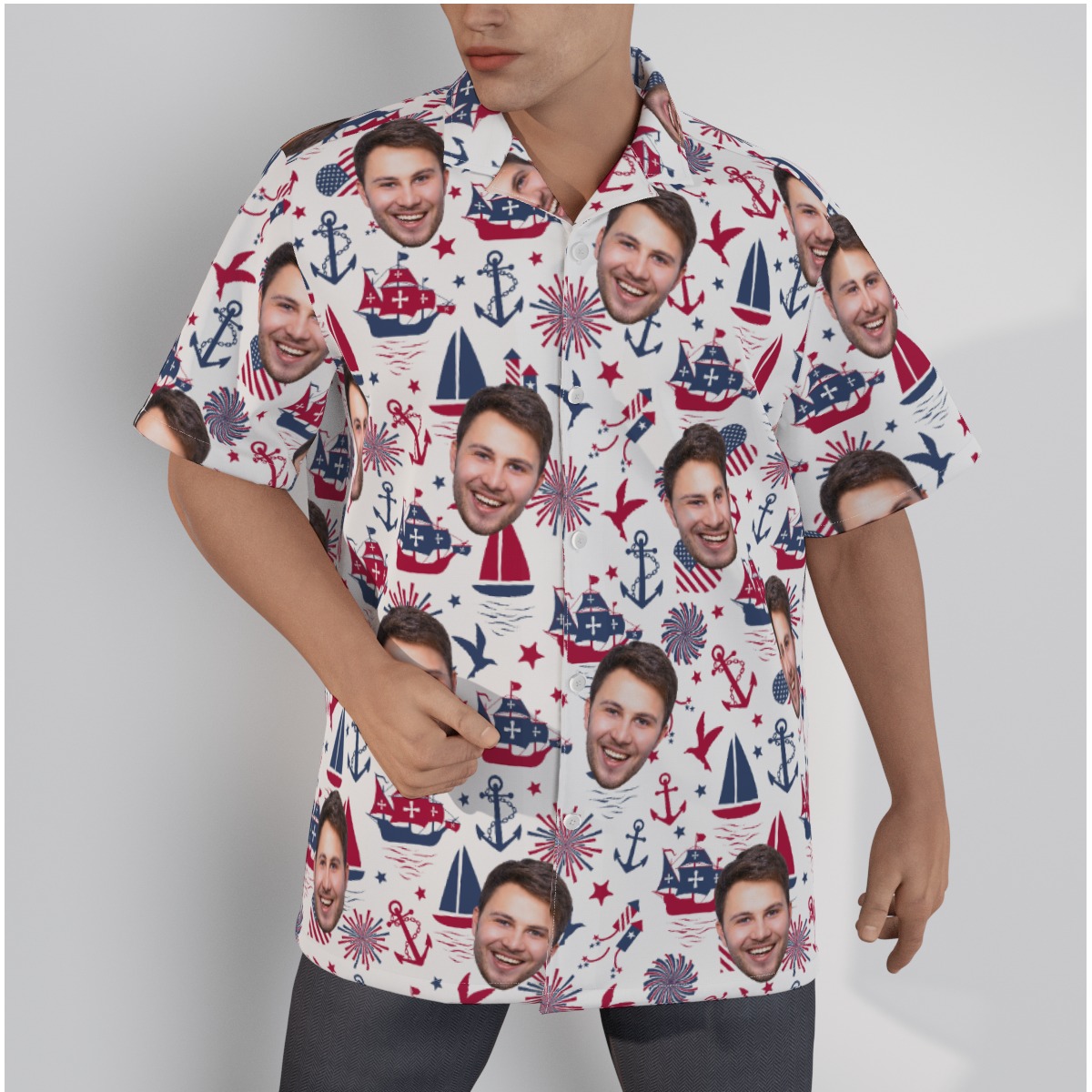 Independence Day Hawaiian Shirt With Custom Face - variant image 1