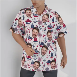 Independence Day Hawaiian Shirt With Custom Face