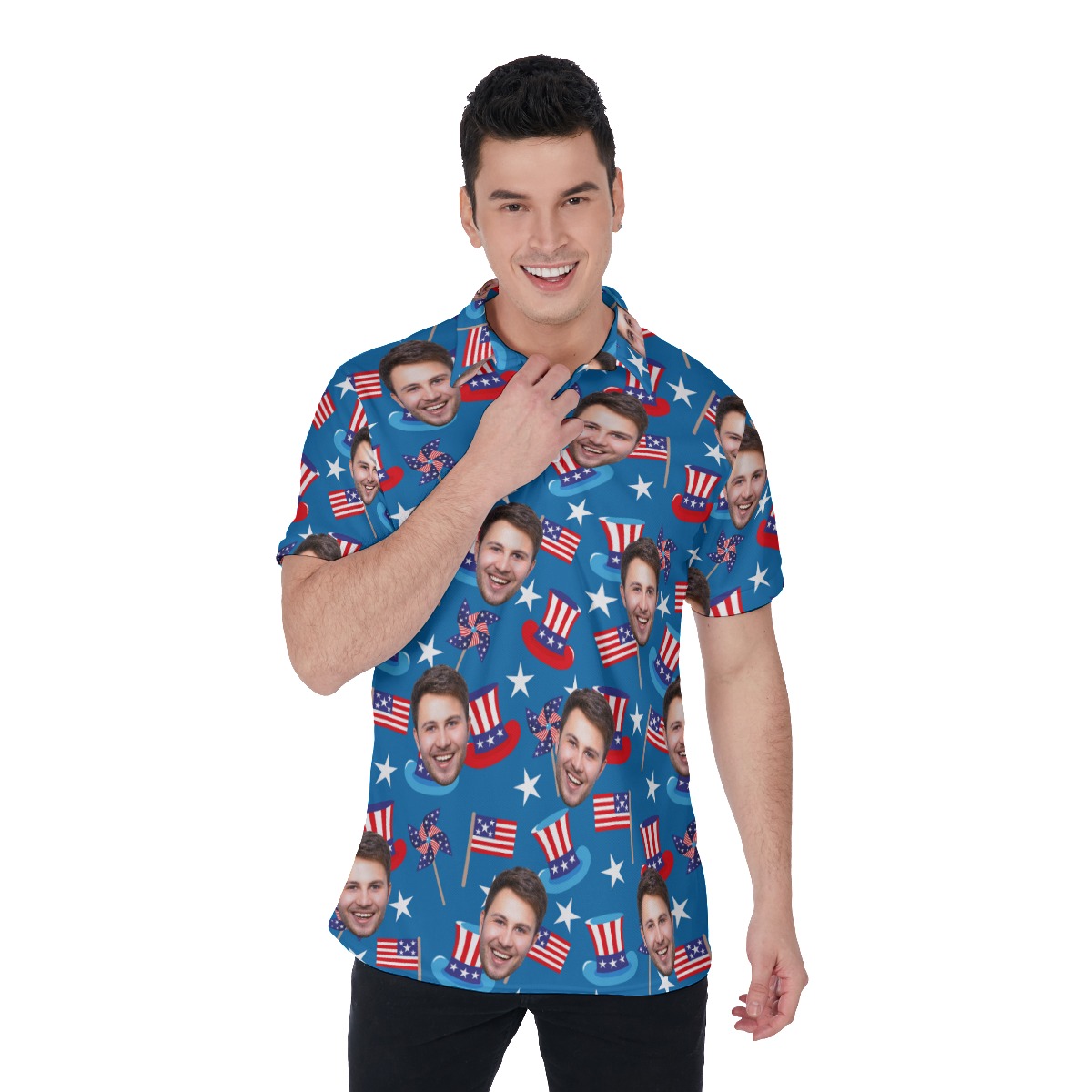 American Pride Custom Face Men's Polo Shirt - variant image 1