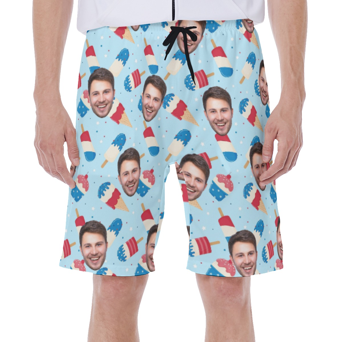 Red White And Blue Men's Swim Trunks With Custom Face - variant image 1