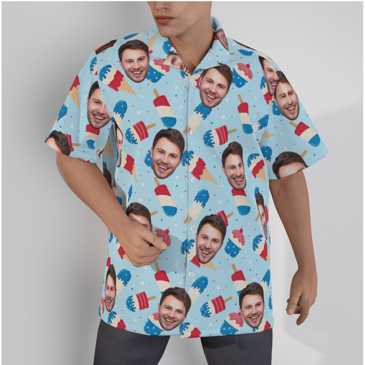 4th Of July Ice Cream Hawaiian Shirt With Custom Face - variant image 1
