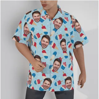 4th Of July Ice Cream Hawaiian Shirt With Custom Face