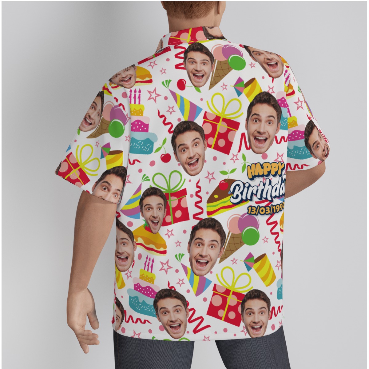 Happy Birthday Custom Face And Date Men's Hawaiian Shirt