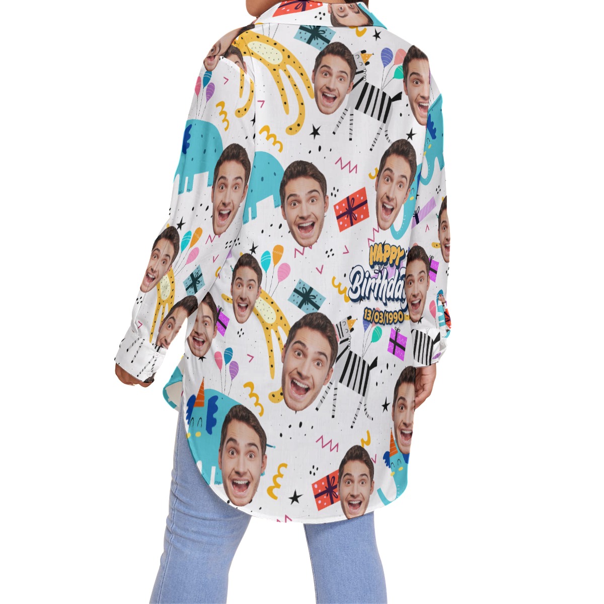Unique Birthday Gift Custom Face Hawaiian Oversize Shirt For Women