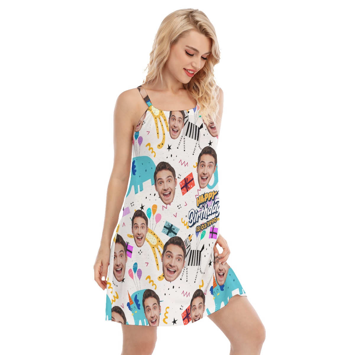 Custom Face Birthday Aloha Cami Dress For Women