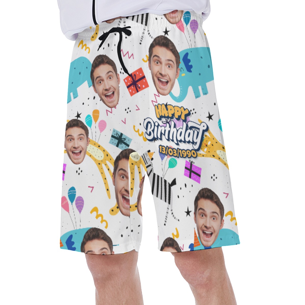 Funny Birthday Gift Custom Face Hawaiian Swim Trunks For Men