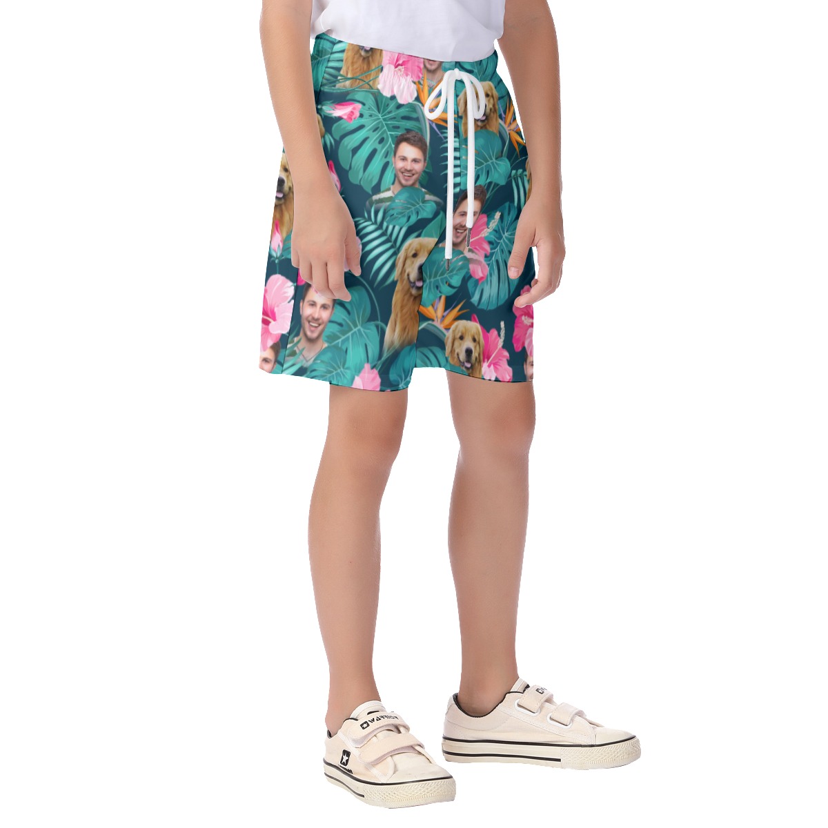 Lovely Dog And Custom Face Hawaiian Shorts For Kids