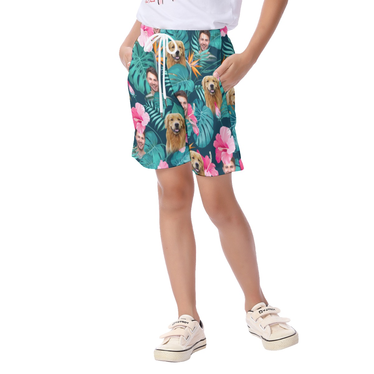 Lovely Dog And Custom Face Hawaiian Shorts For Kids