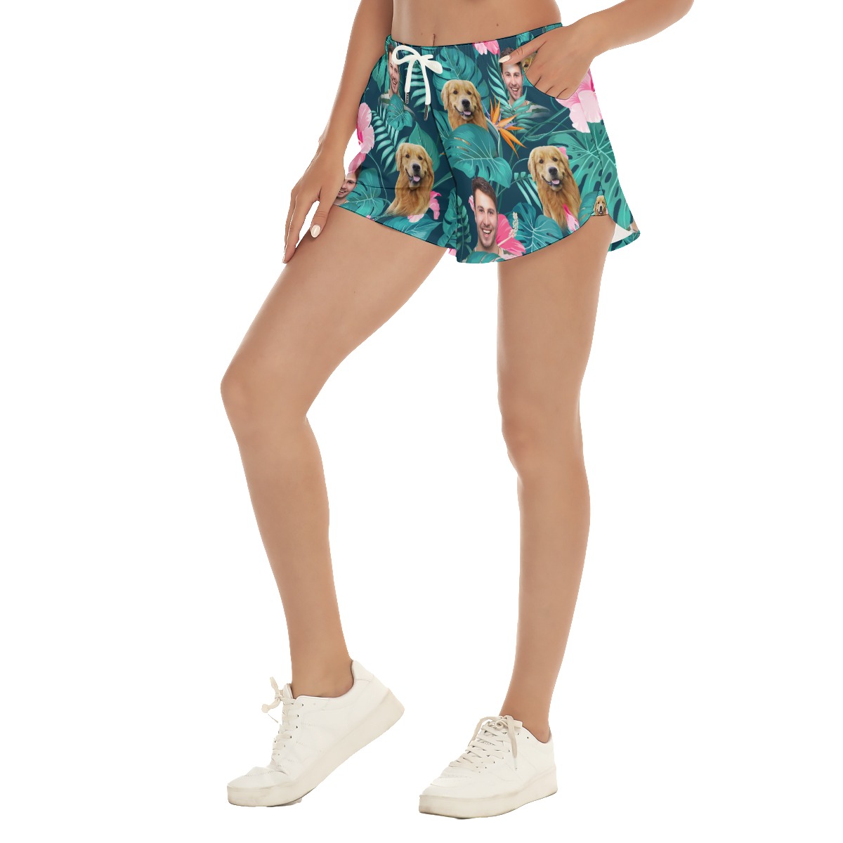 Women's Funny Face And Dog Custom Hawaiian Shorts