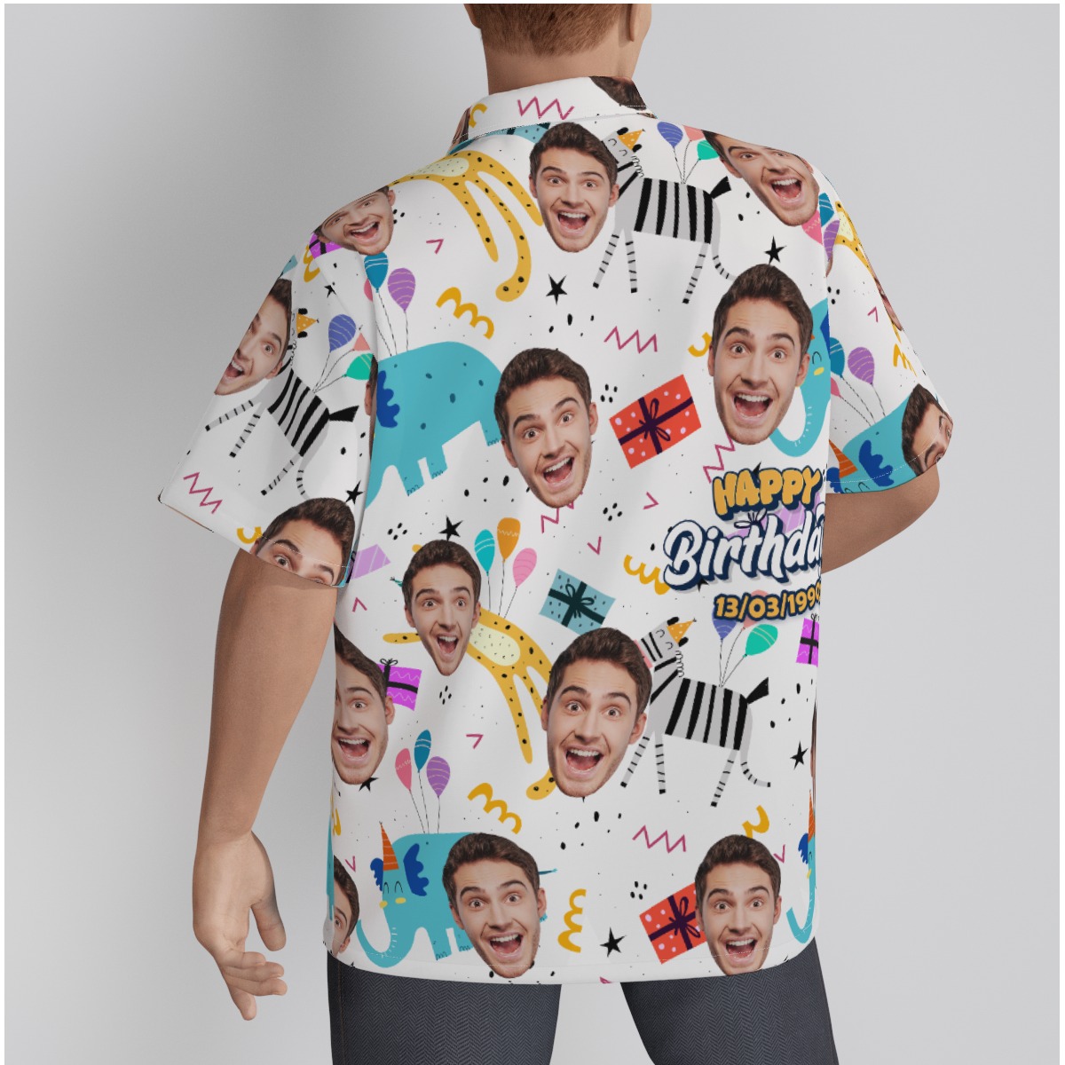 Cute Custom Face and Date Birthday Hawaiian Shirt