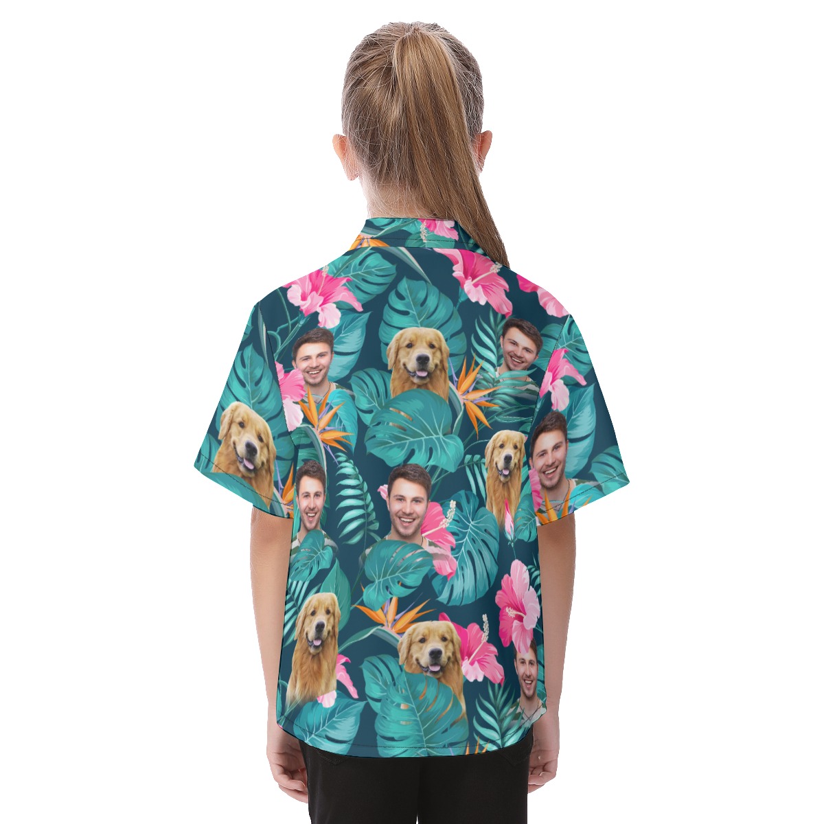 Tropical Face And Pet Custom Hawaiian Shirt For Kids
