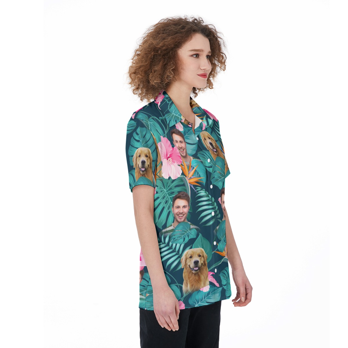 Custom 2 Faces With Pet Tropical Hawaiian Shirt For Women