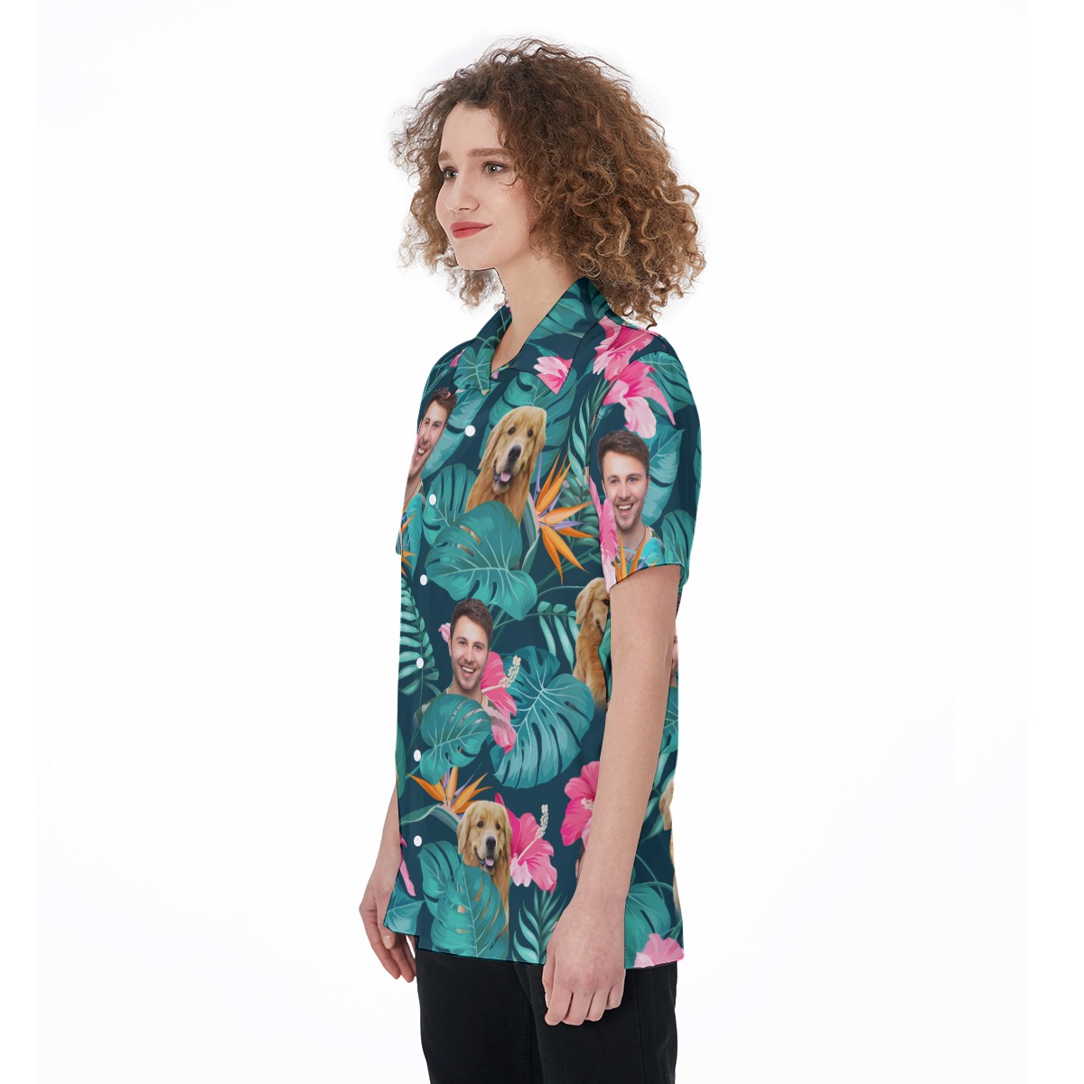 Custom 2 Faces With Pet Tropical Hawaiian Shirt For Women