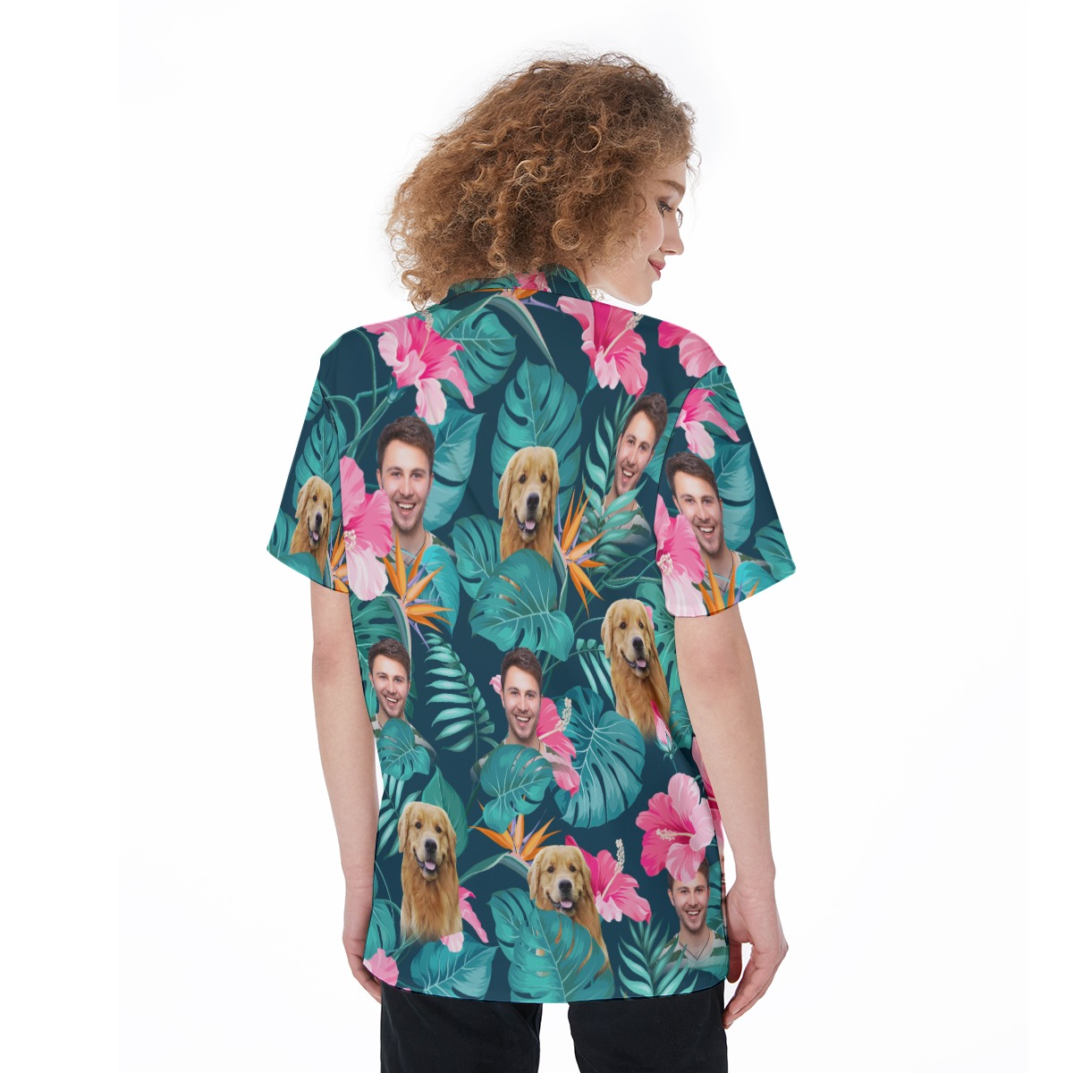 Custom 2 Faces With Pet Tropical Hawaiian Shirt For Women