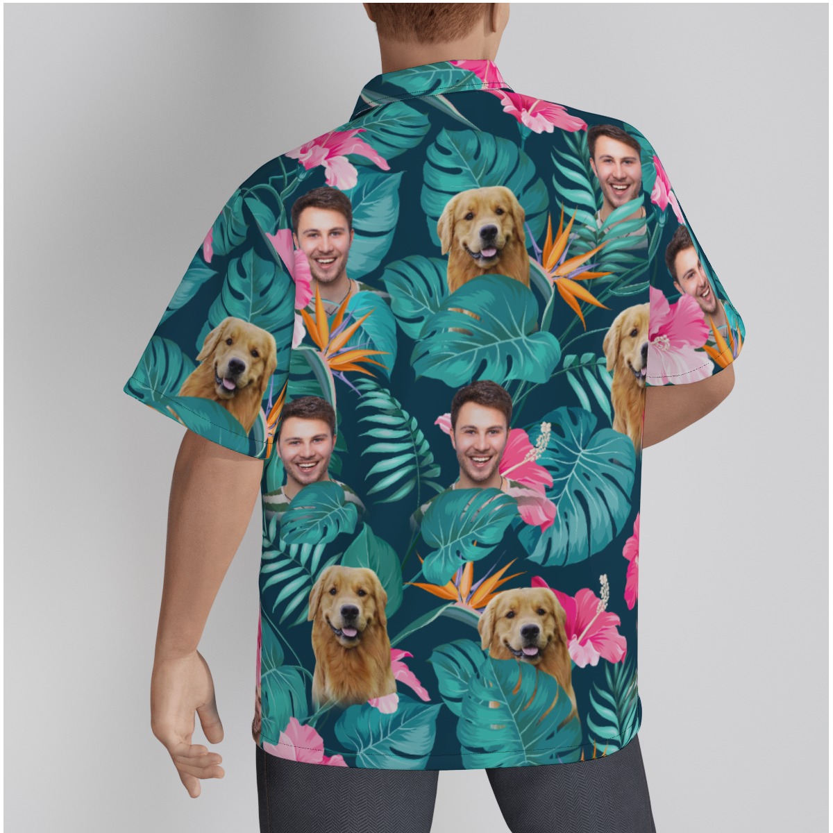 Floral Custom Face And Your Pet Hawaiian Shirt