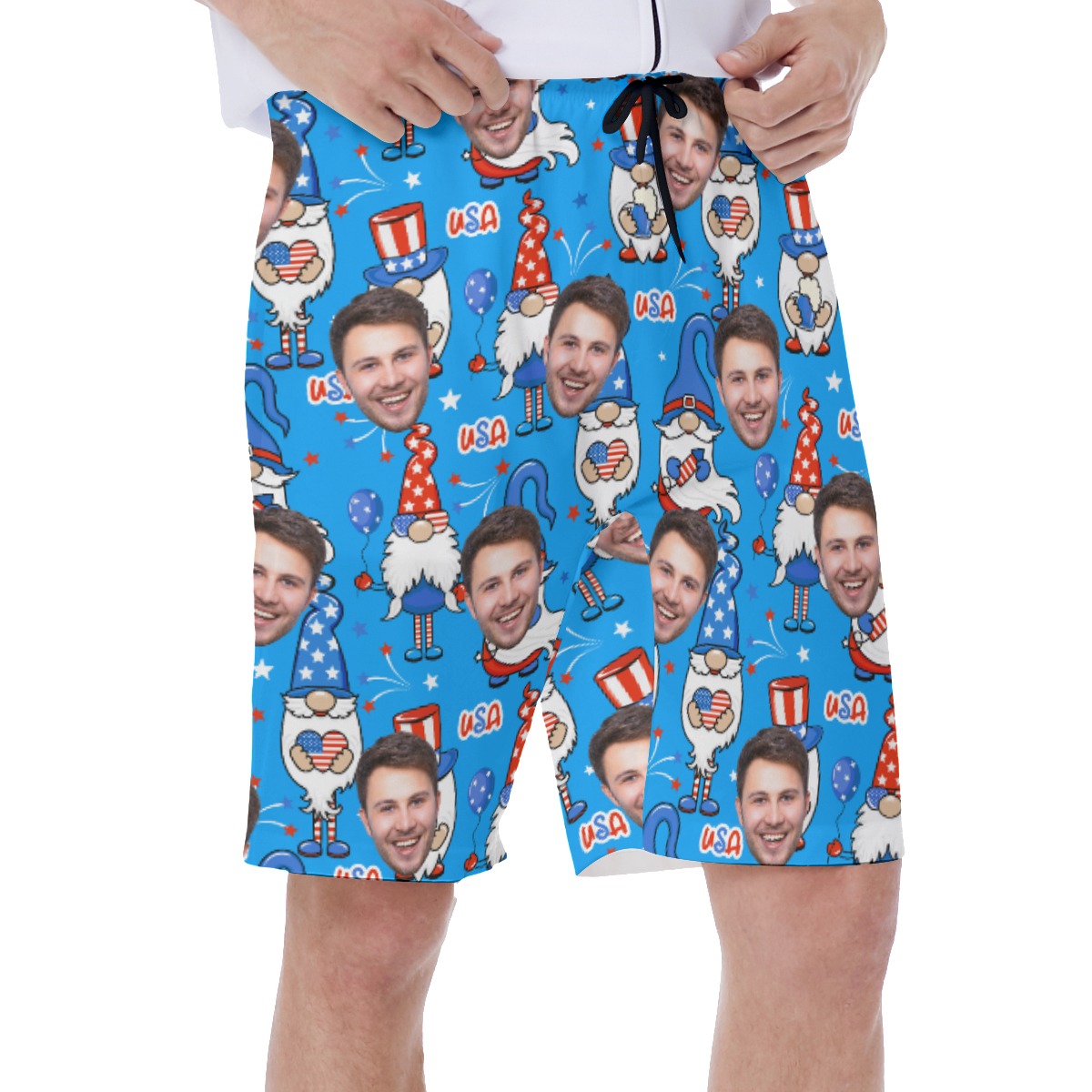 Patriotic Gnome Men's Shorts With Custom Face