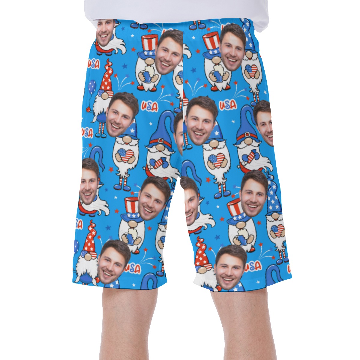 Patriotic Gnome Men's Shorts With Custom Face