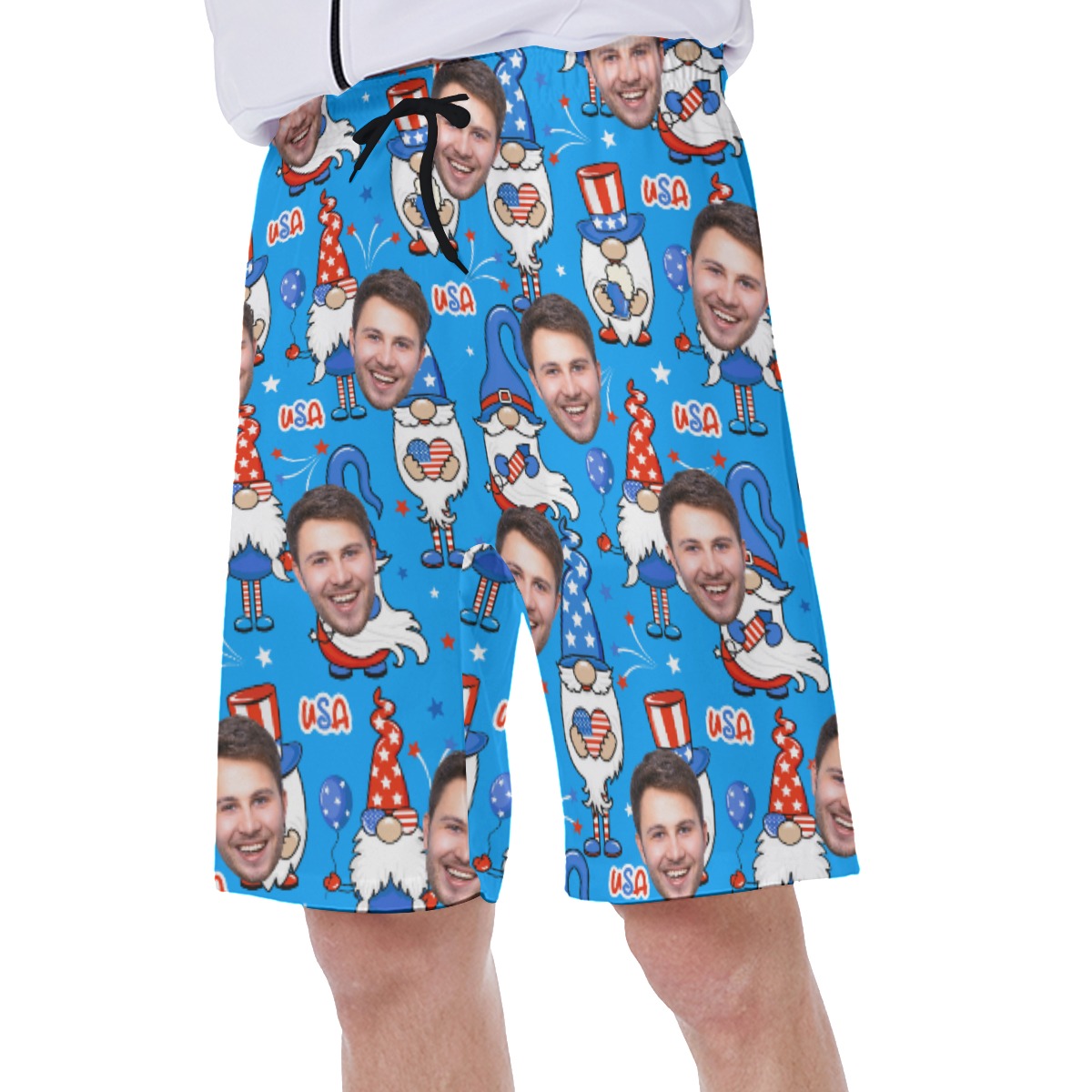 Patriotic Gnome Men's Shorts With Custom Face