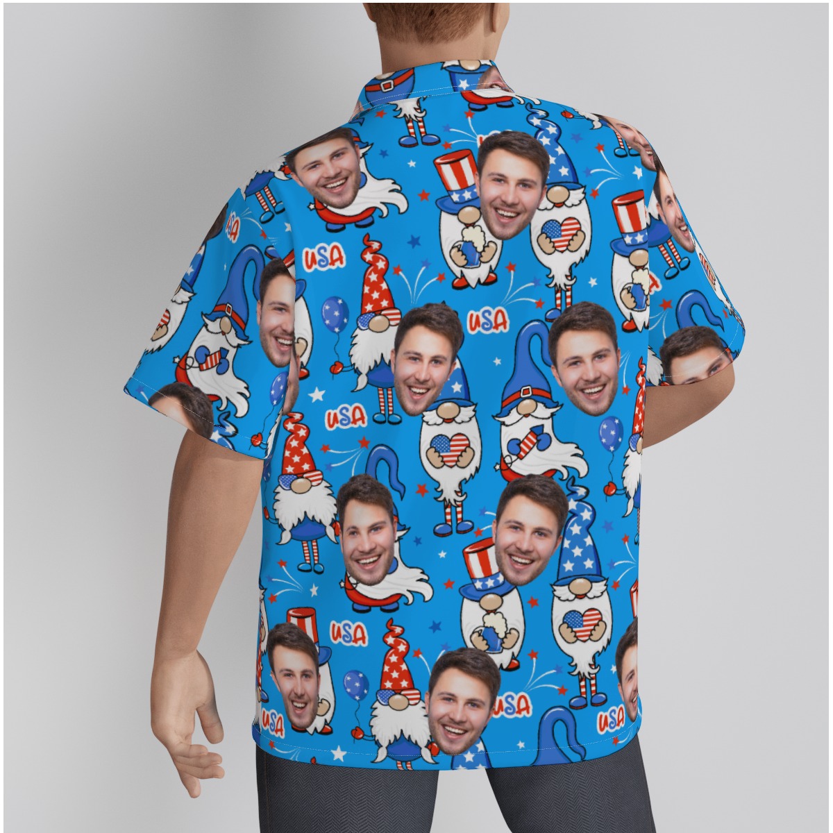 4th Of July Gnome Hawaiian Shirt With Custom Face