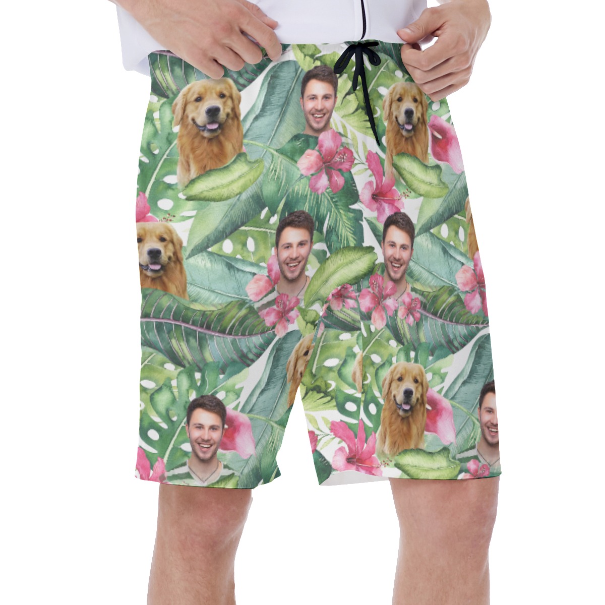 Custom Face With Your Pet Hawaiian Swim Trunks For Men