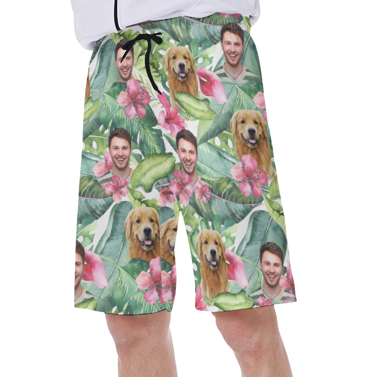 Custom Face With Your Pet Hawaiian Swim Trunks For Men