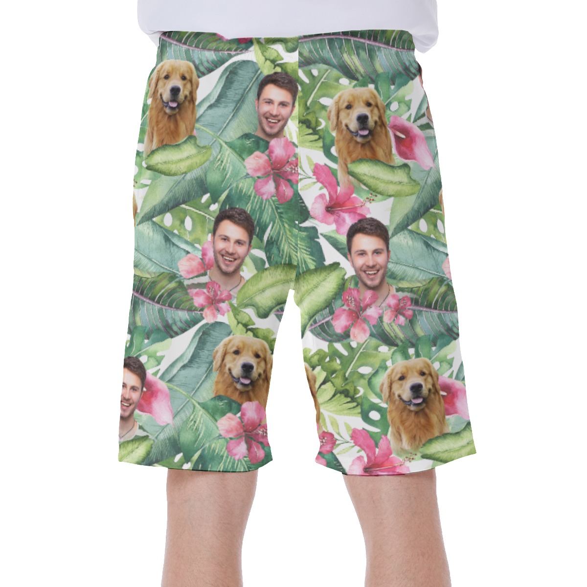 Custom Face With Your Pet Hawaiian Swim Trunks For Men