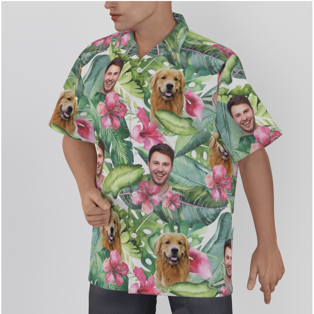 Tropical Custom Face And Your Dog Hawaiian Shirt