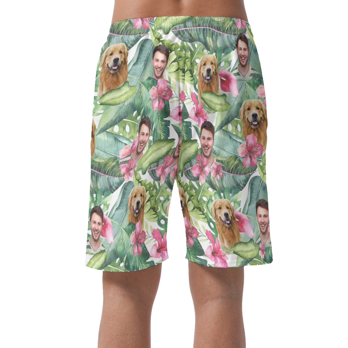 Men's Custom Face And Dog Hawaiian Casual Shorts