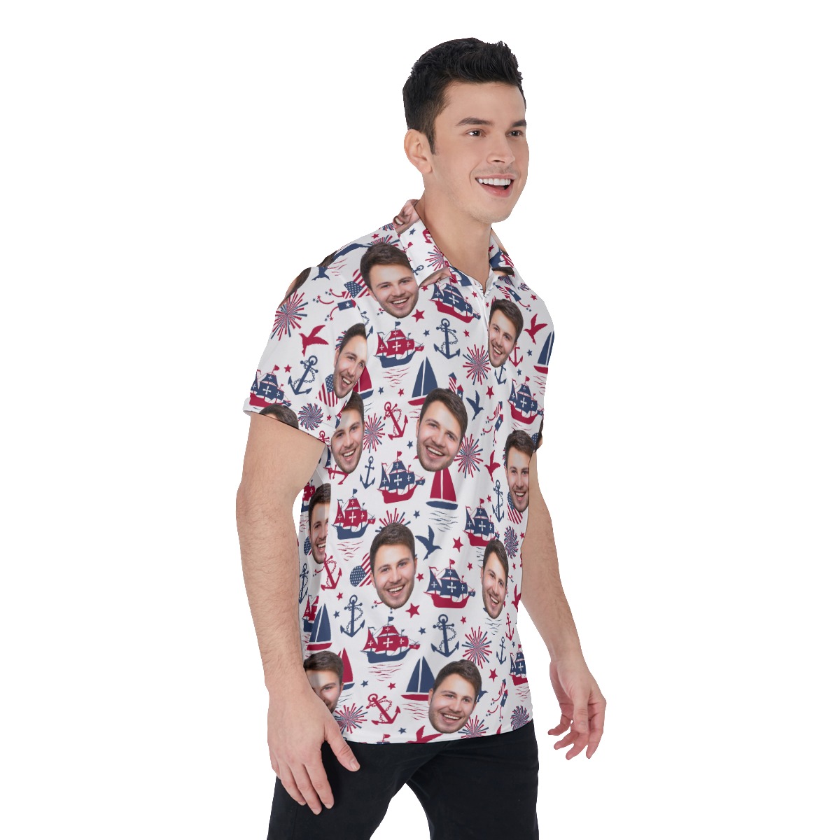 USA Patriotic Polo Shirt With Custom Face