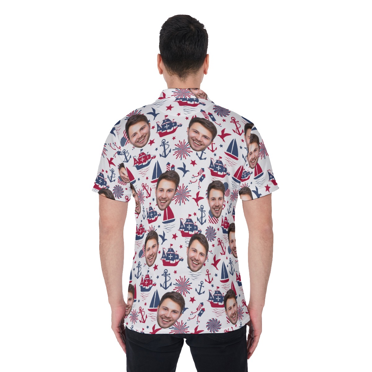 USA Patriotic Polo Shirt With Custom Face