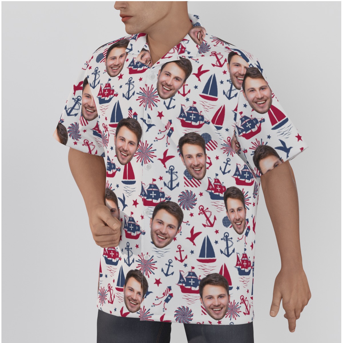 Independence Day Hawaiian Shirt With Custom Face