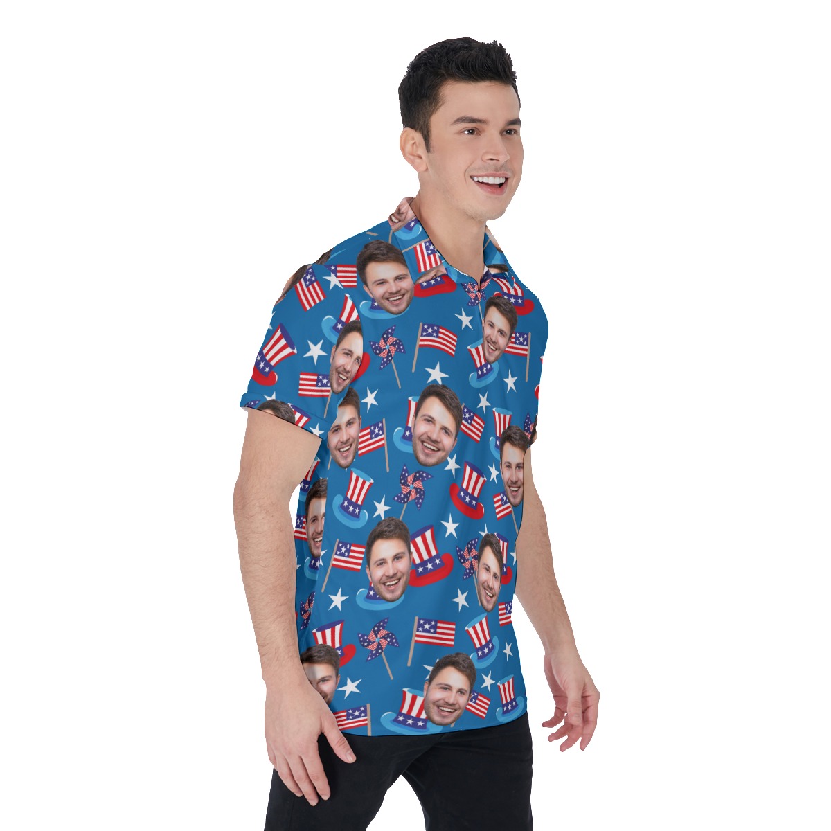American Pride Custom Face Men's Polo Shirt