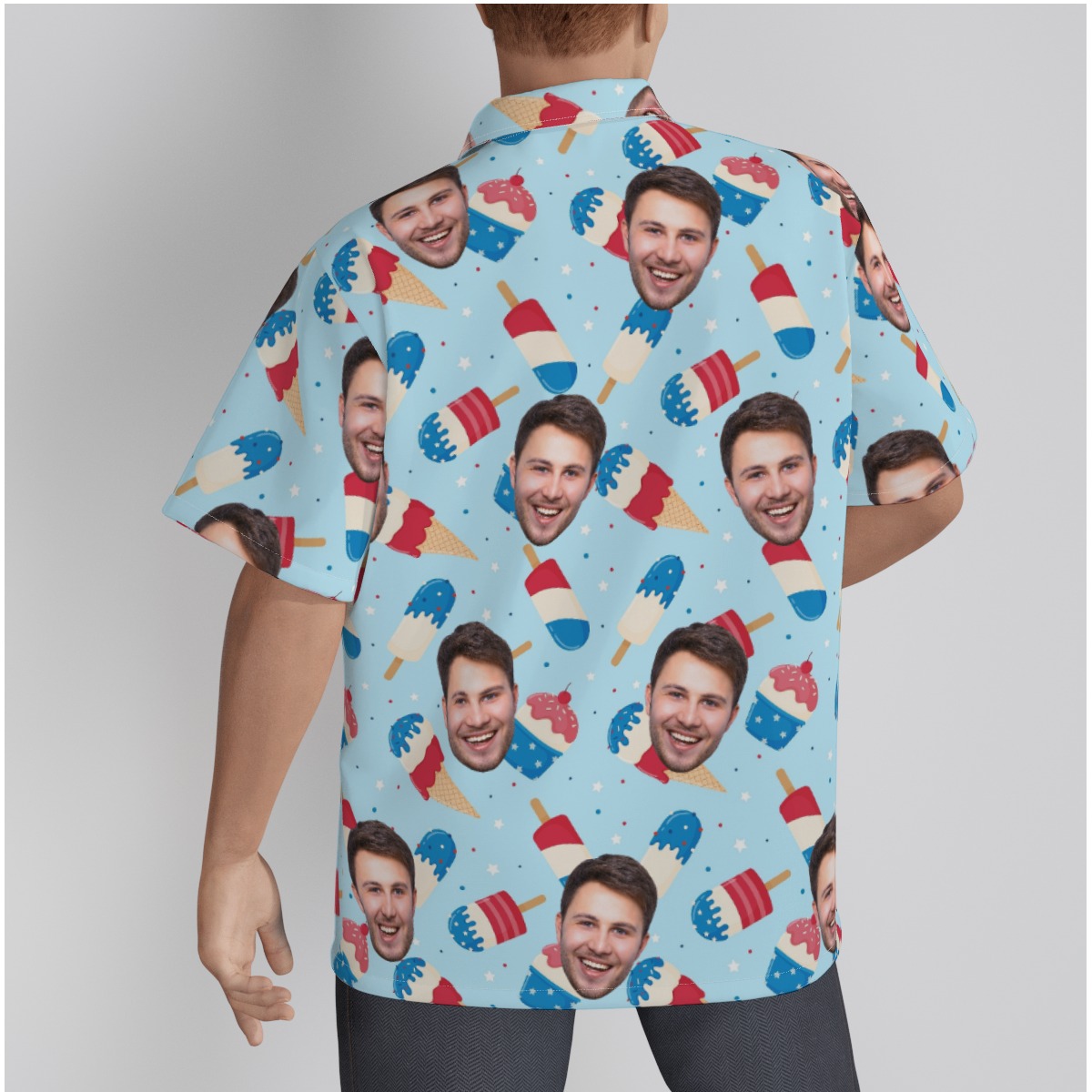 4th Of July Ice Cream Hawaiian Shirt With Custom Face
