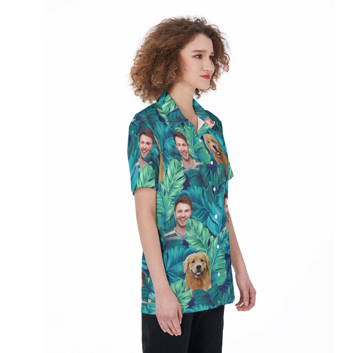 Custom Face And Pet Face Hawaiian Shirt For Women