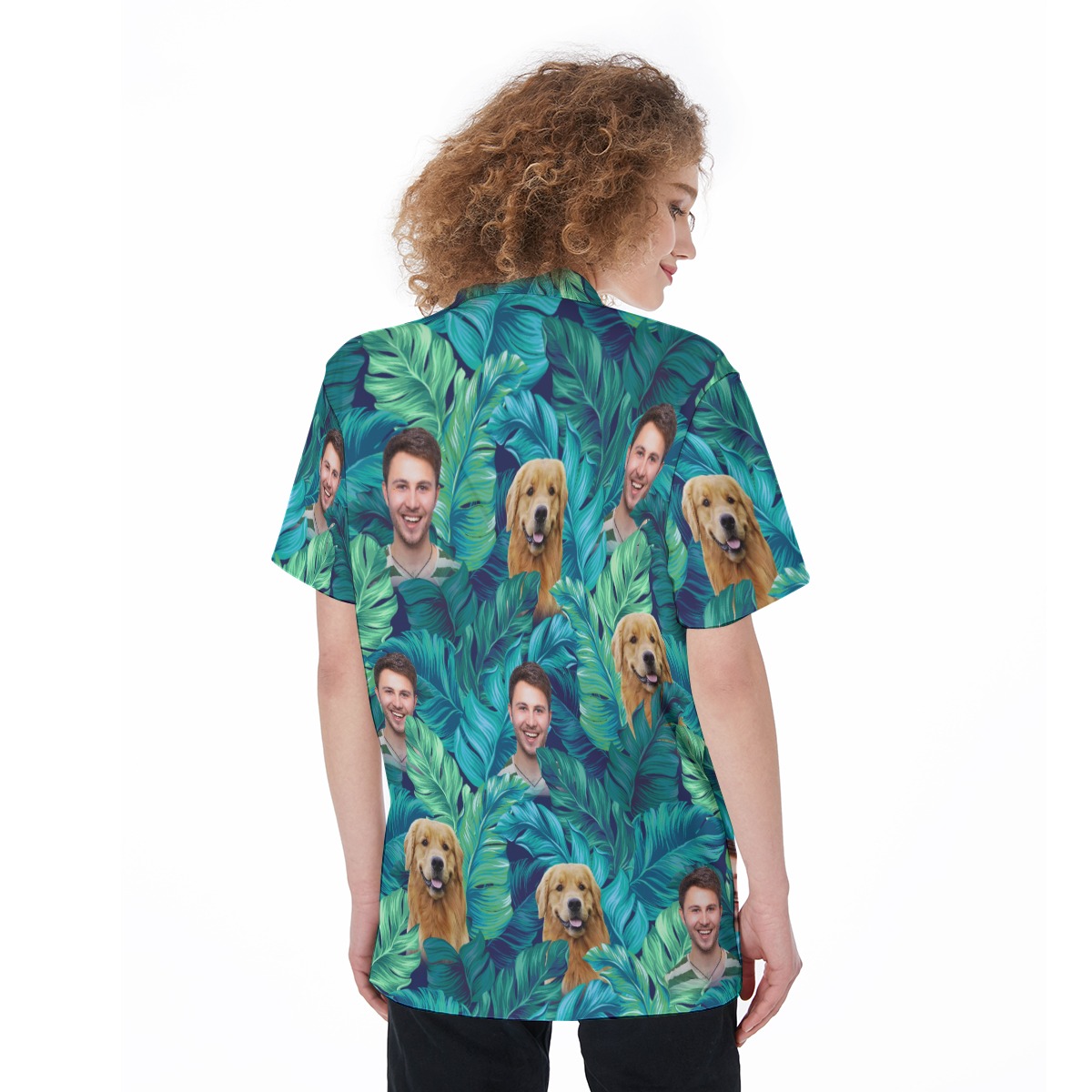 Custom Face And Pet Face Hawaiian Shirt For Women