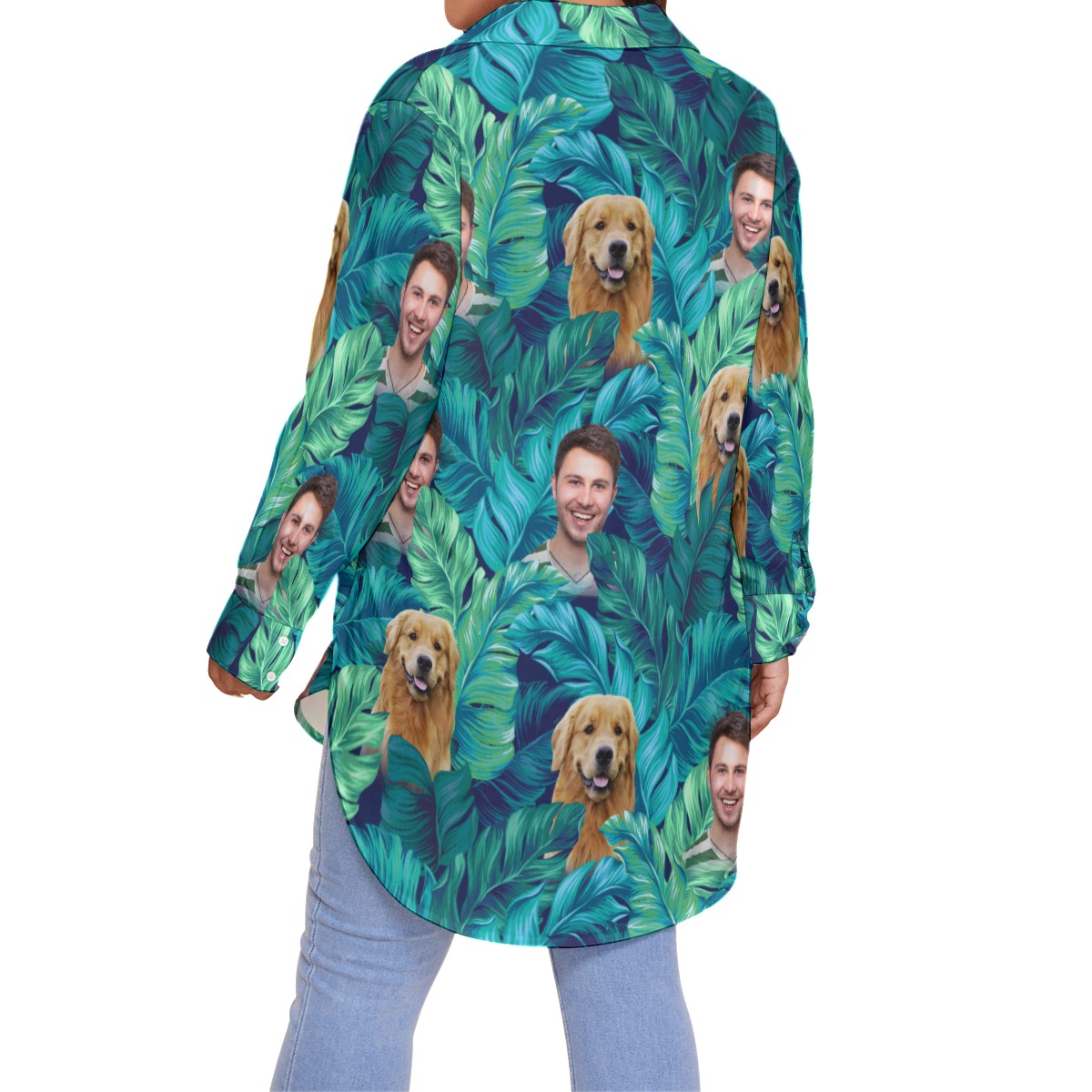 Custom 2 Faces Women's Plus Size Hawaiian Shirt With Dog