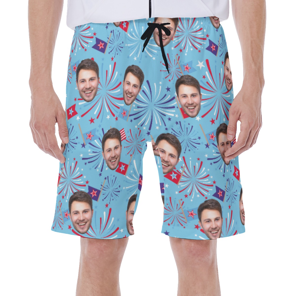 Independence Day Custom Face Men's Hawaiian Shorts - variant image 1