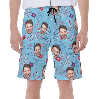 Independence Day Custom Face Men's Hawaiian Shorts