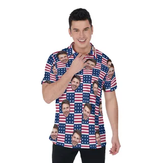 USA Flags Custom Multi Face Men's Golf Shirt
