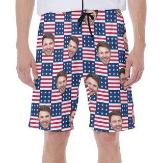 USA Flags Custom Multi Face Men's Swim Trunks