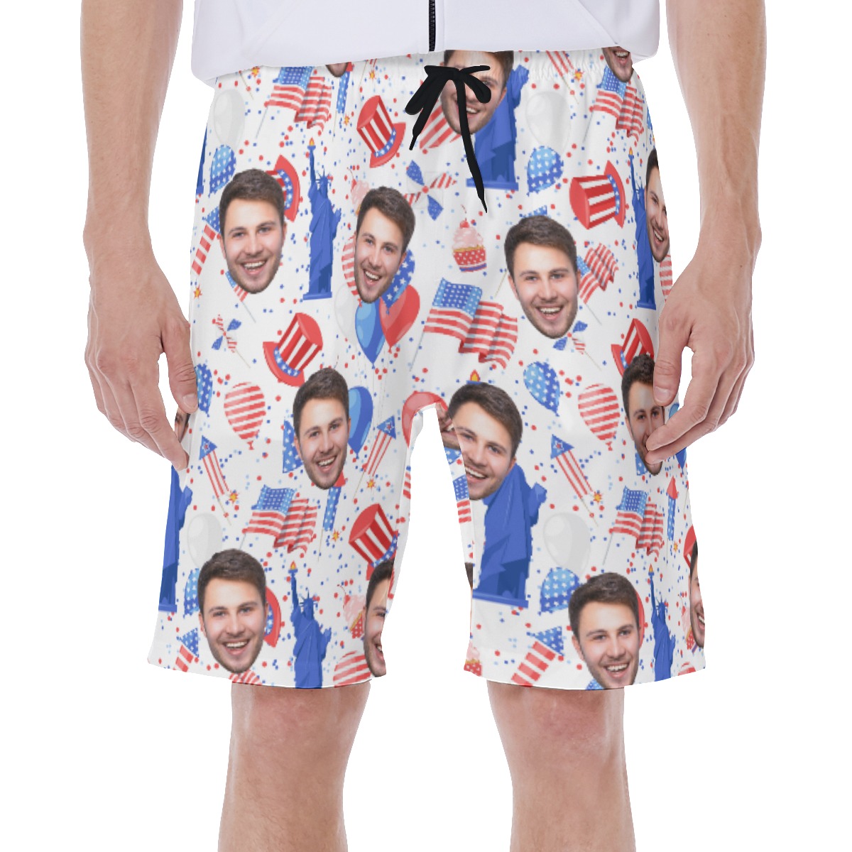 American Freedom Hawaiian Swim Trunks With Custom Face - variant image 1