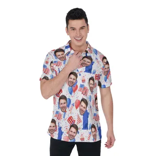 American Freedom Collared Shirt With Custom Face